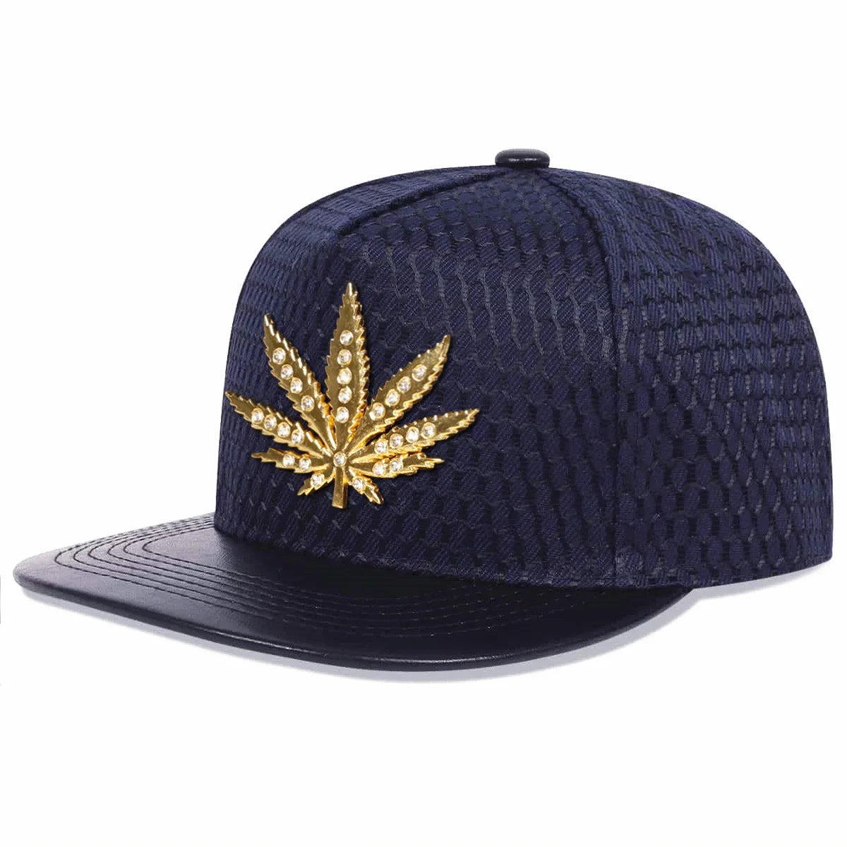 Unisex Diamond Hemp Leaf Label Hip-Hop Hats Spring Autumn