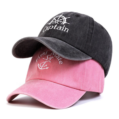 Unisex Captain/First Mate Letter Embroidery Wash Baseball Caps Spring and Autumn