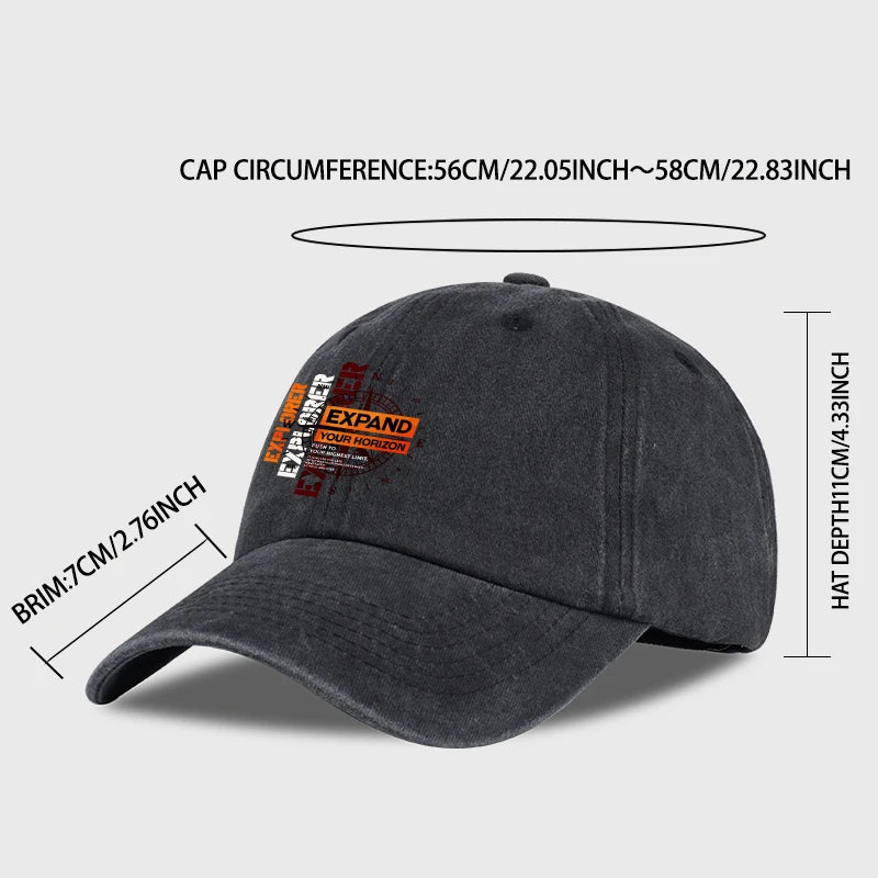 Explorer Compass Print Washed Baseball Cap