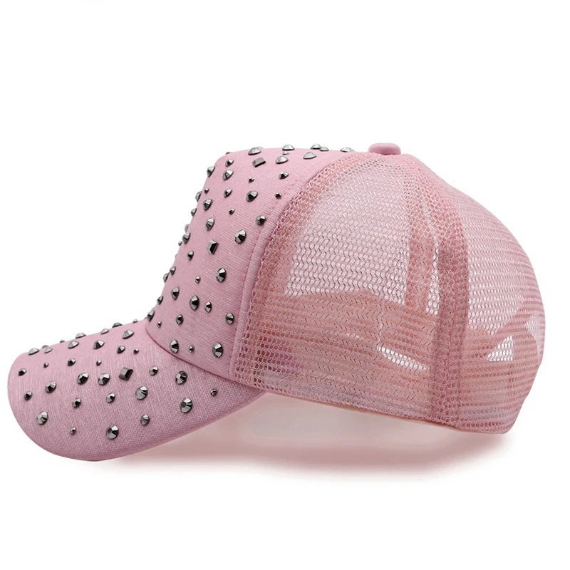Rhinestone Adjustable Baseball Cap Trucker Cap Men