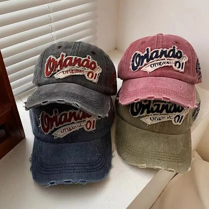 Vintage Vintage Washed Denim Baseball Cap, Big Head Circumference for Women
