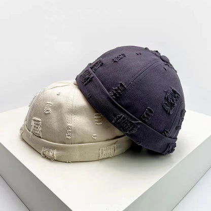 Washed Cotton Destroyed Ripped Docker Cap