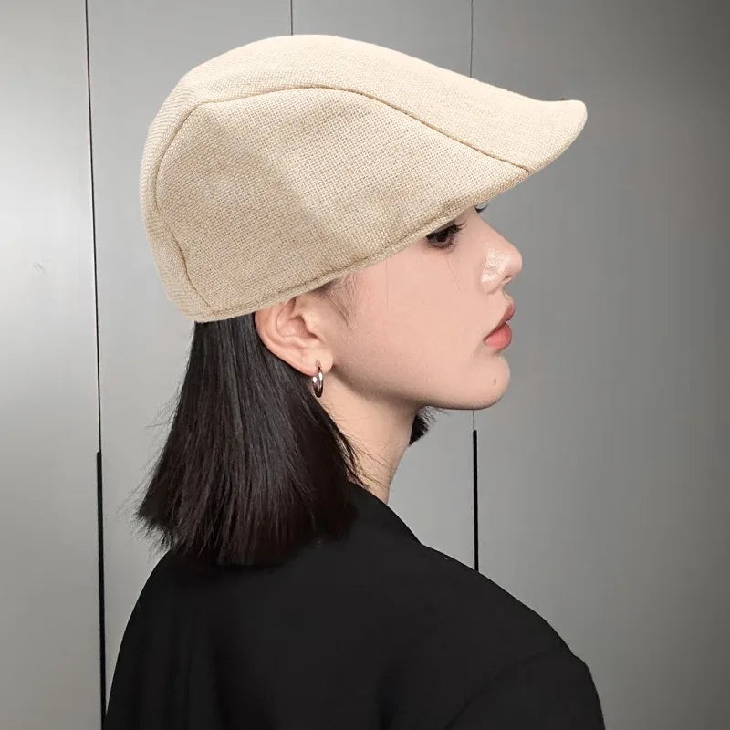 Breathable Linen Cotton Beret Hat Fashion Lightweight Beret Caps