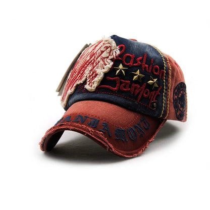 Vintage Washable Cowboy Baseball Cap Embroidery for Men Women