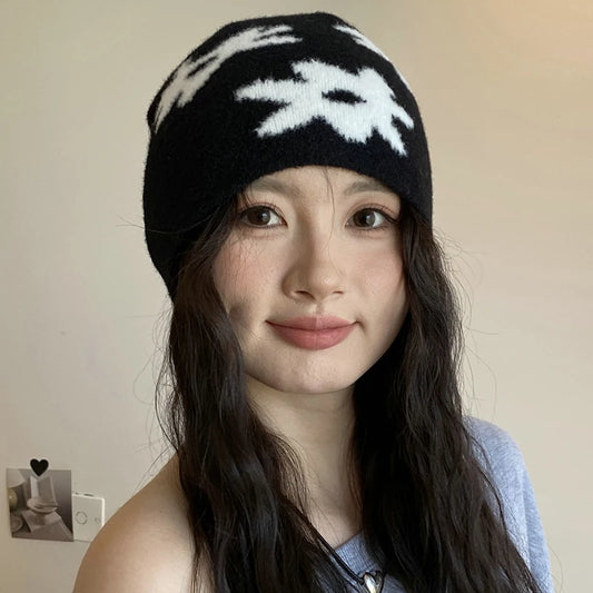 Women Hat Beanie Knitting Letter Graphic Winter