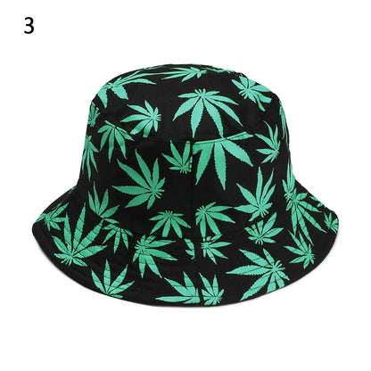 Panama Bucket Hat Candy Color/Hip Hop Maple Leaf Cotton