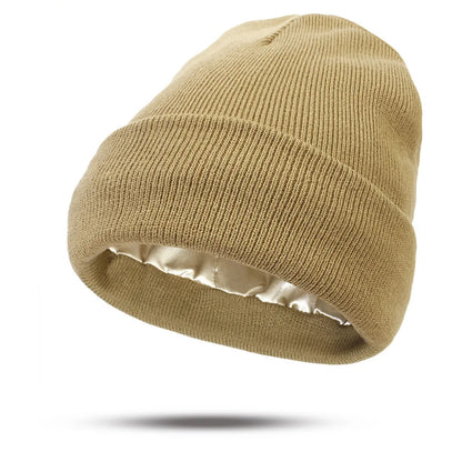 Winter Knit Beanies Satin Lined Winter Beanie For Women