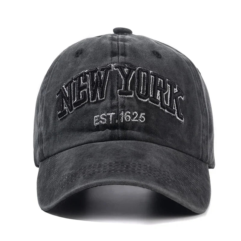 New York Washed Cotton Cap For Men Women