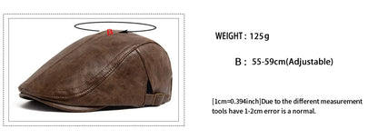Fashion PU Leather Men Beret Autumn Winter Thicken