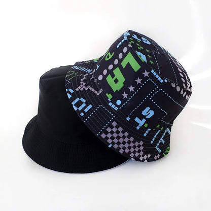 Street Graffiti Men's Bucket Hat Double-Sided Hip Hop Outdoor