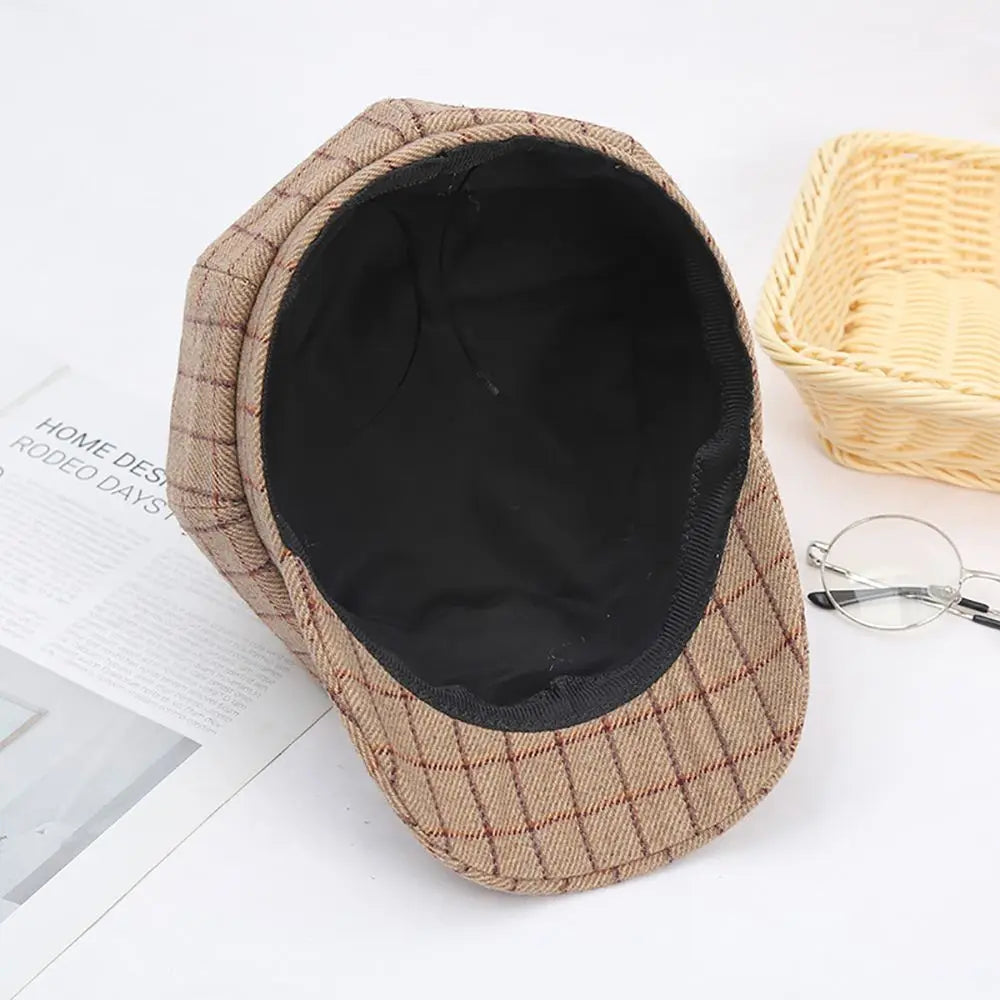 Adjustable Autumn Keep Warm Girls Korean Street Style Plaid Beret