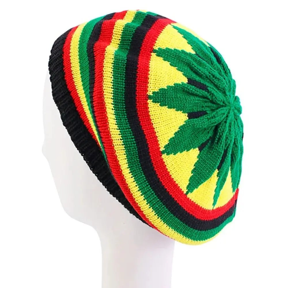 New Jamaican Reggae Loose Knitted Beanie Warm Wool Knitted Rainbow Hat