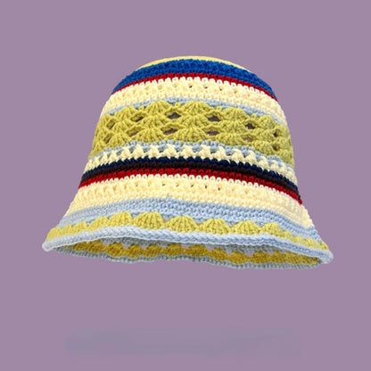 Dopamine Autumn Crochet Panama Cap Korean Handmade Bucket Hats