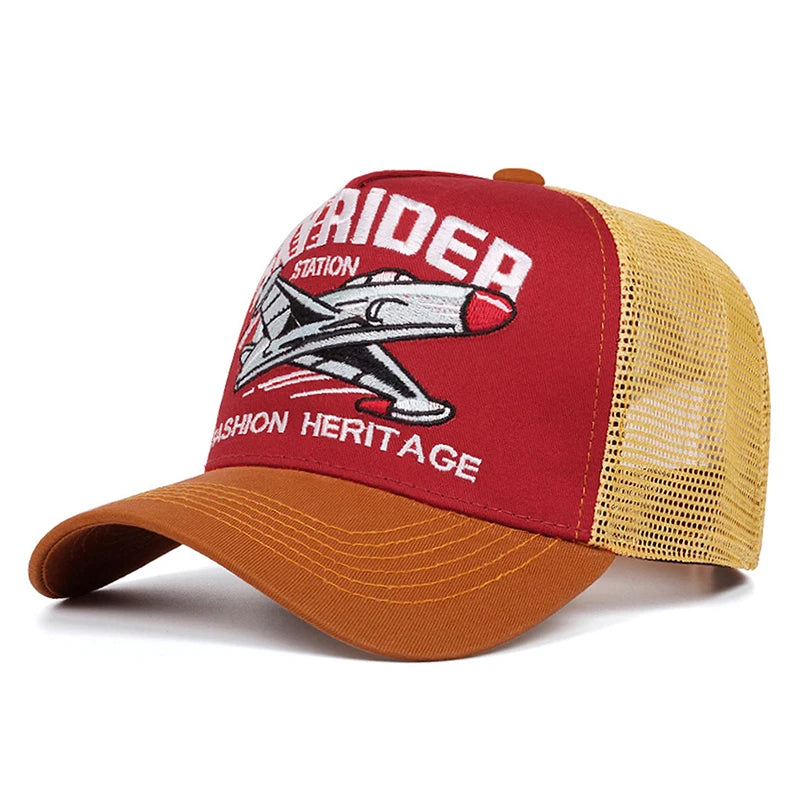 Creative Mesh Hat Skyrider Aircraft Embroidery Baseball Hat