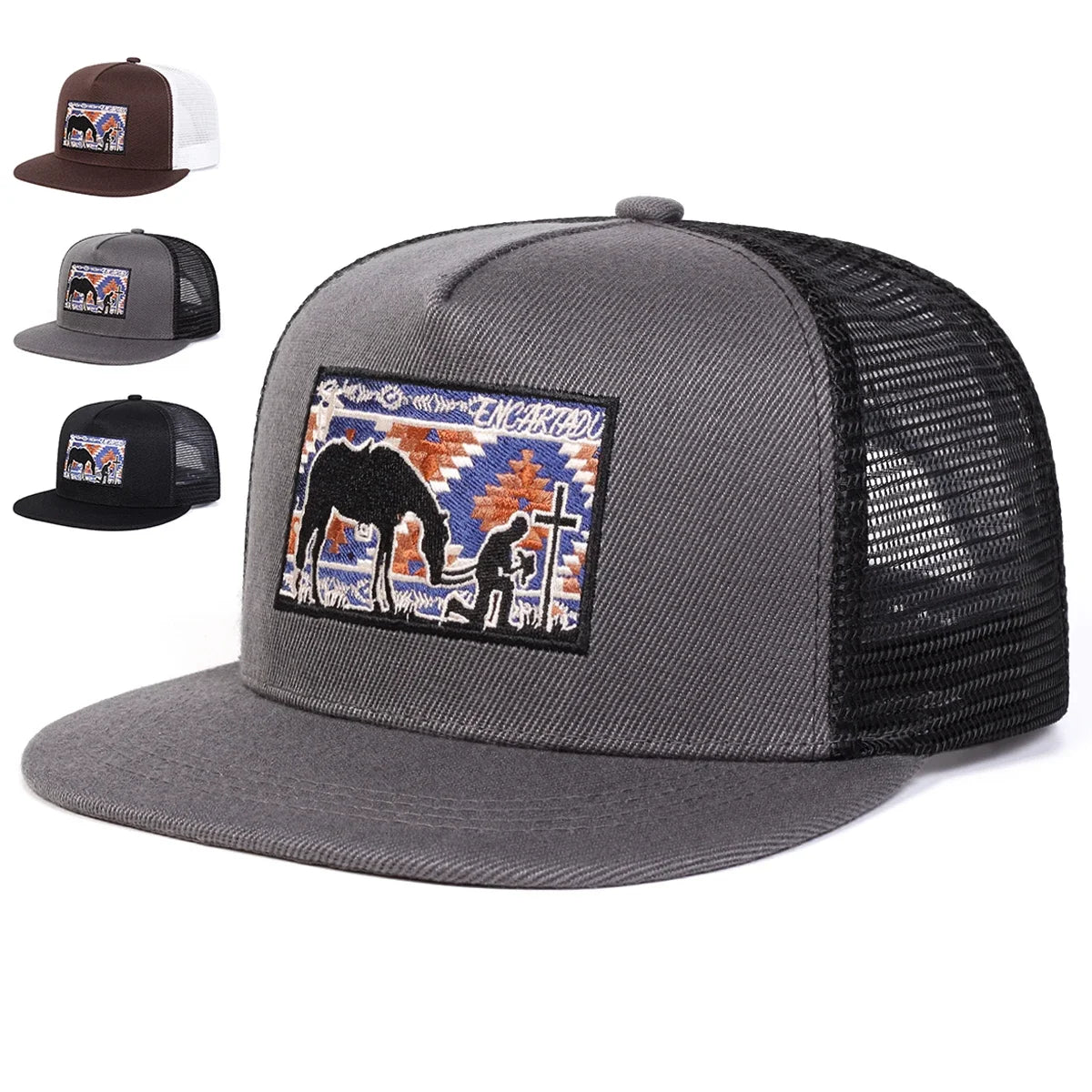 Unisex Horse Cross Embroidery Hip-hop Net Hats Spring Summer Sports Cap