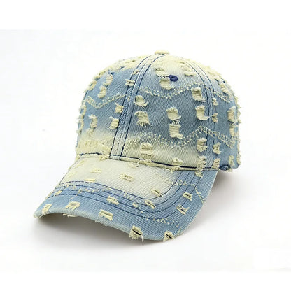 Spring And Summer New Style Ripped Washed Personalized Denim Baseball Cap