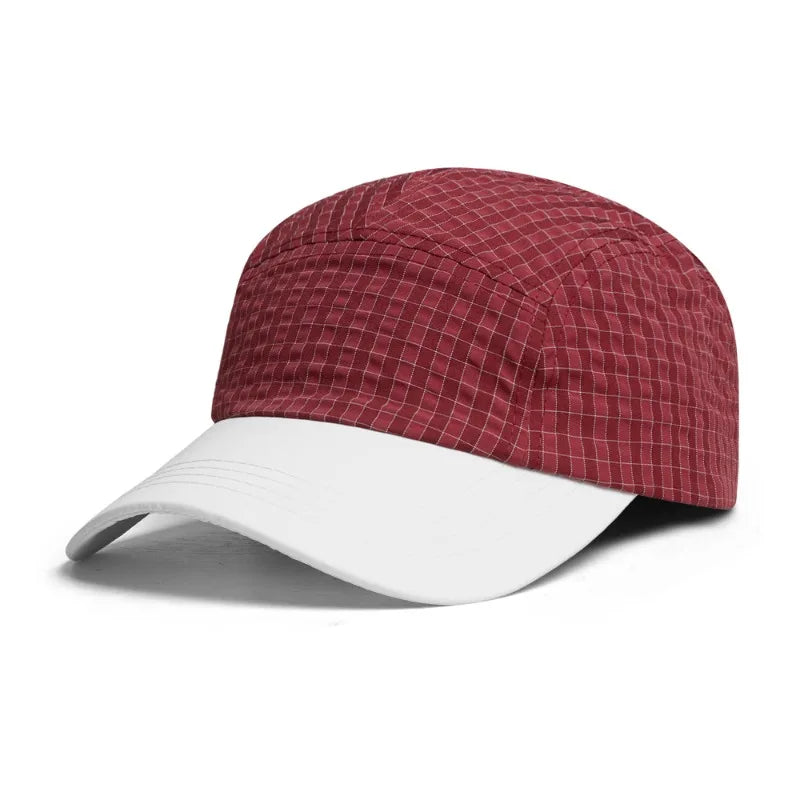 Custom Print Embroidered Logo Quick Drying Grid Color Blocked Baseball Cap