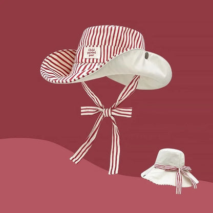 Fashion UV Protection Bucket Hat Foldable Striped Sunshade Hat