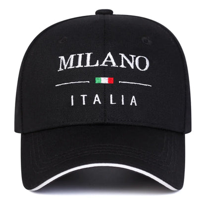 Unisex Milano Italia Letter Embroidery Baseball Caps Spring Autumn