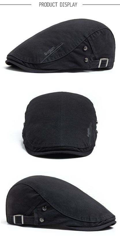 Fashion Men's Beret Button Embroidery Cotton Vintage Berets Outdoor