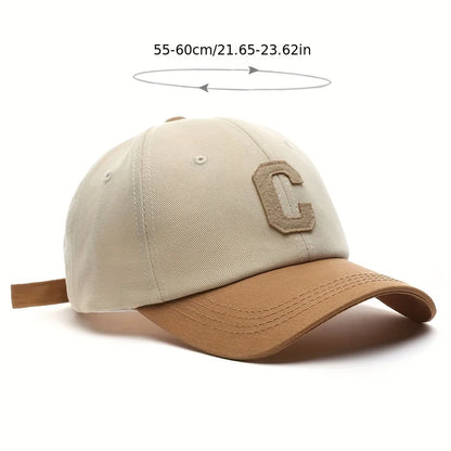 Unisex Cotton Baseball Cap For Women And Men Fashion Letter C Patch Hat Summer