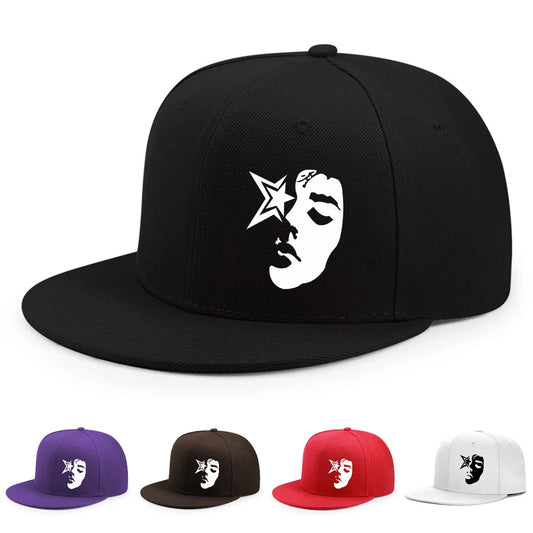 Fashion Face Pattern Printed Flat Brim Hat Hip Hop Y2k Snapback Hats