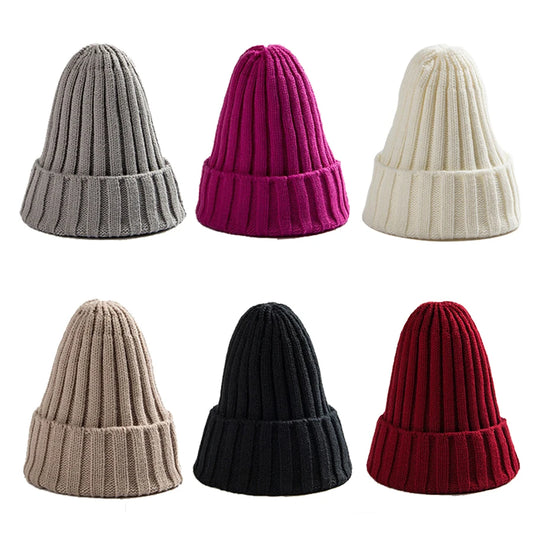 Solid Color Baby Skullies Beanie Winter Warm Kids Knitted Hat