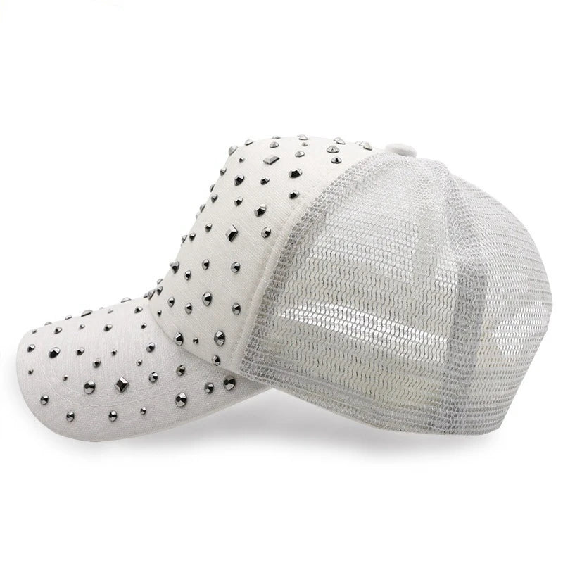 Rhinestone Adjustable Baseball Cap Trucker Cap Men