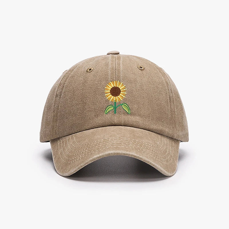 Sunflower Baseball Cap Embroidered Plant Dad Trucker Hat