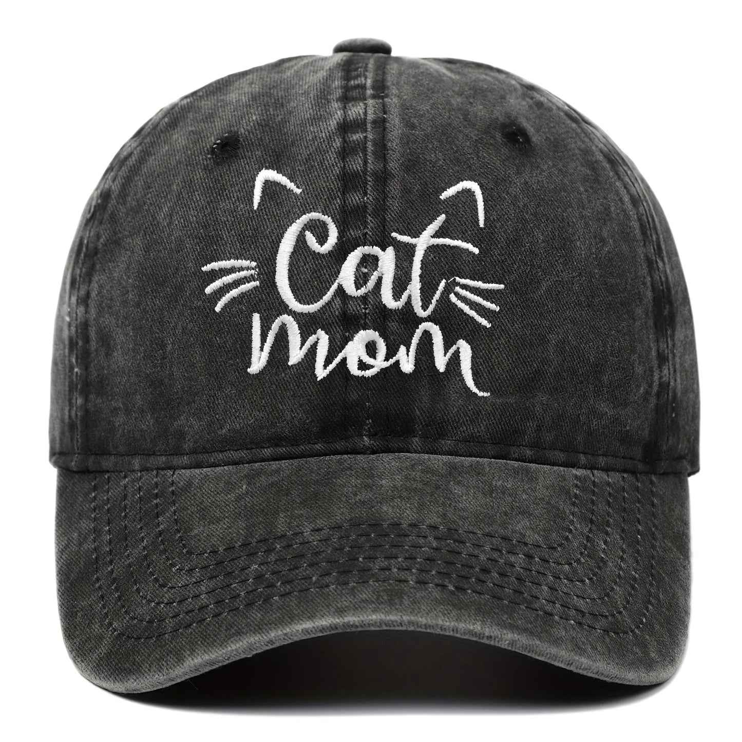 Ladies Embroidered Cat Mom Baseball Cap