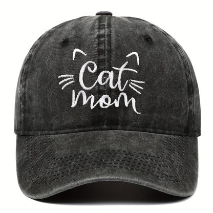 Ladies Embroidered Cat Mom Baseball Cap