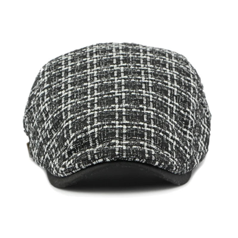 Autumn New Knit Plaid Baker Boy Cap Vintage British Retro Flat Ivy Beret