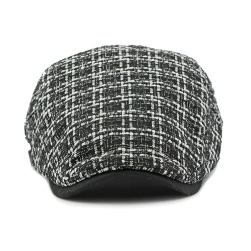 Autumn New Knit Plaid Baker Boy Cap Vintage British Retro Flat Ivy Beret
