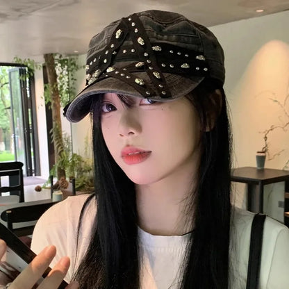Women's New Hats Sweet Cool Style Five Pointed Star Washed Denim Cap