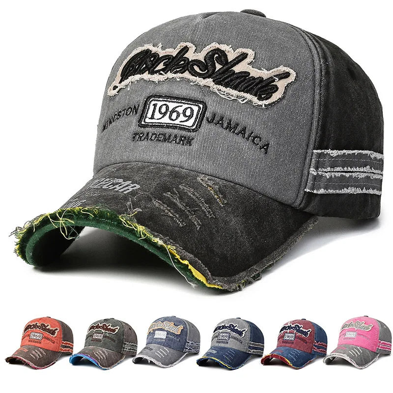New Retro Old Caps For Men Embroidered Letter Baseball 1969 Edged Caps