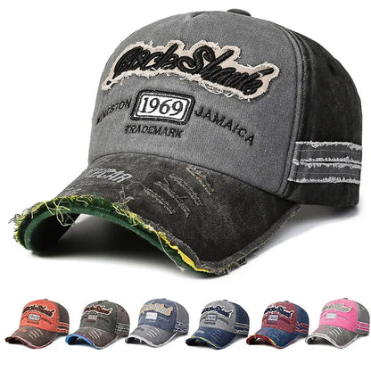 New Retro Old Caps For Men Embroidered Letter Baseball 1969 Edged Caps