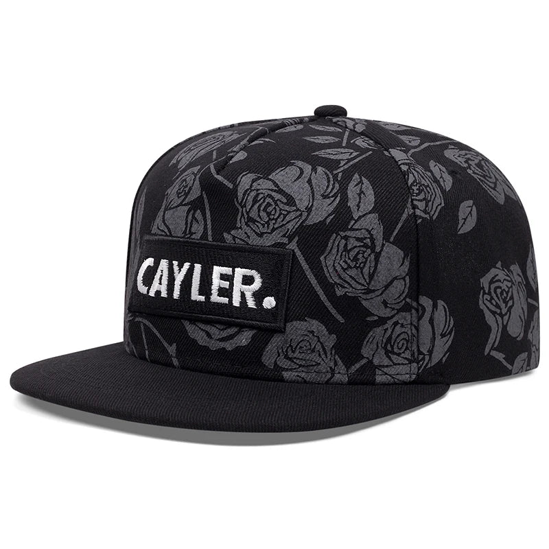 Trendy Cayler Leaf Rose Flat brimmed Hat Fashionable Hip Hop Hat