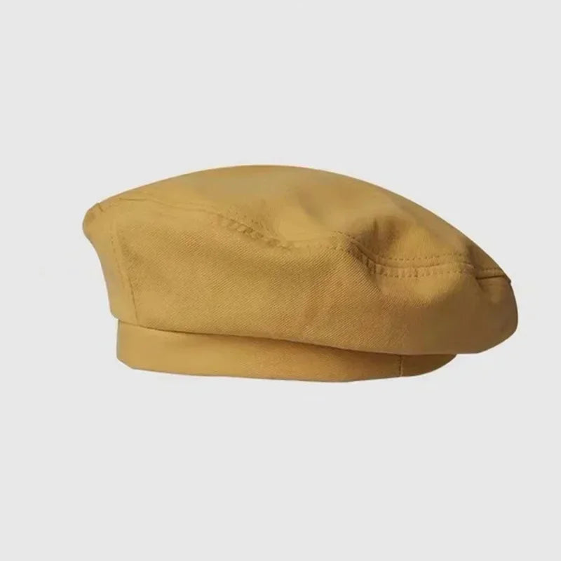 Cotton Women Winter Hats Vintage French Plaid Top Military Cap