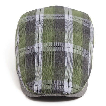 Summer Plaid Thin Beret Women Men Fashion Vintage Visor Hat