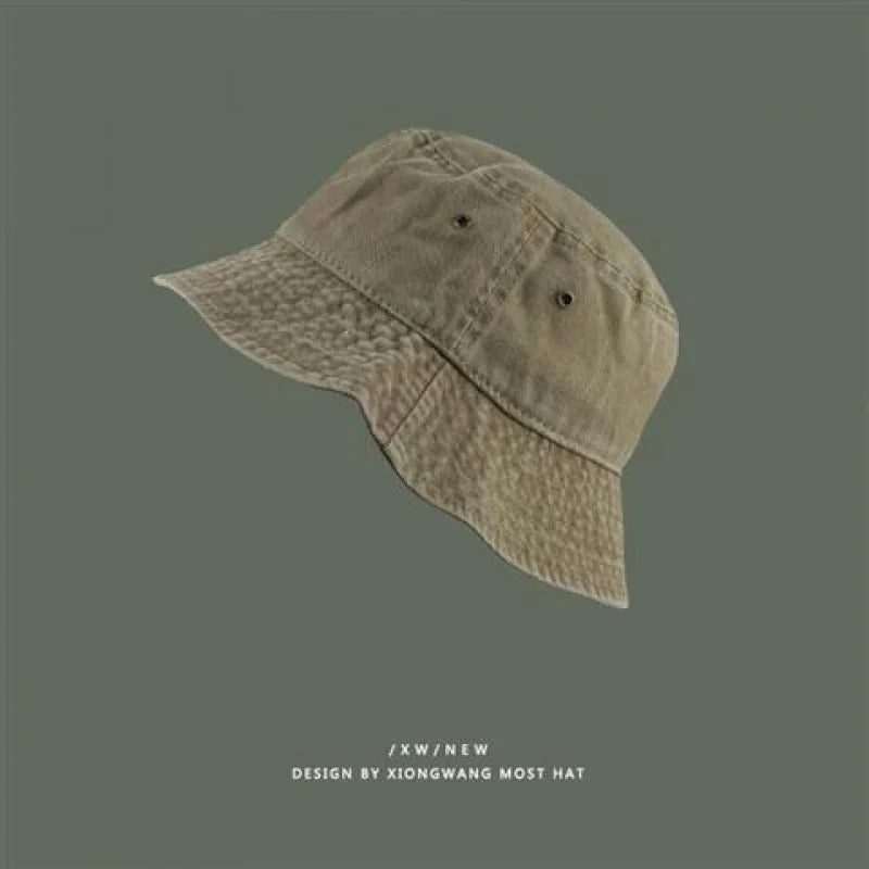 Fashion Women Men Washed Denim Solid Vintage Bucket Hats
