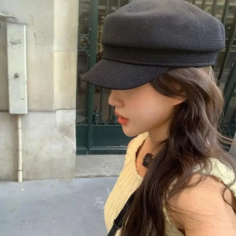 Octagonal Hat Packable Military Newsboy Cap