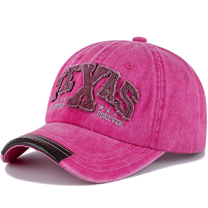 Unisex Vintage Classic Baseball Cap Texas Letter Embroidery For Man Women