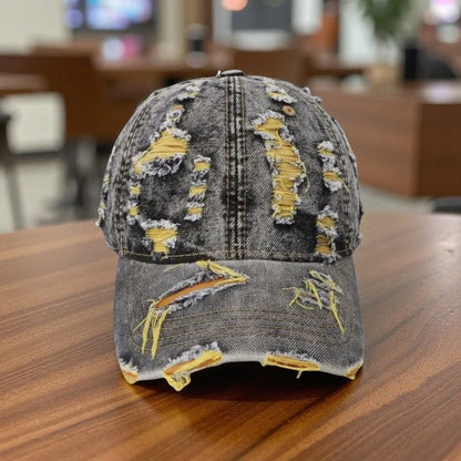 Retro Washed Denim Ripped Color Baseball Cap