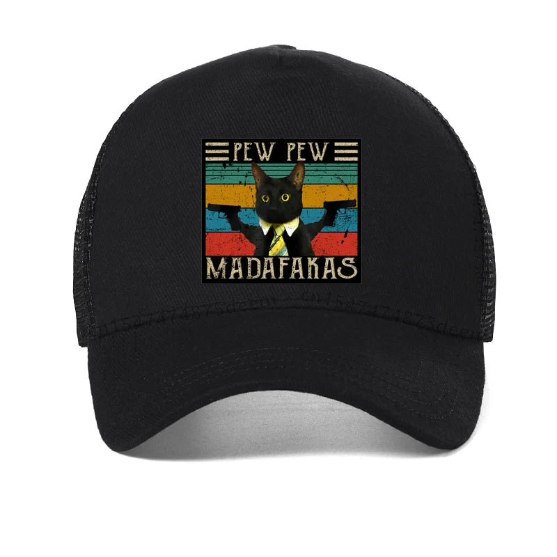 Funny Cat Pew Pew Madafakas Print Women Hat Summer
