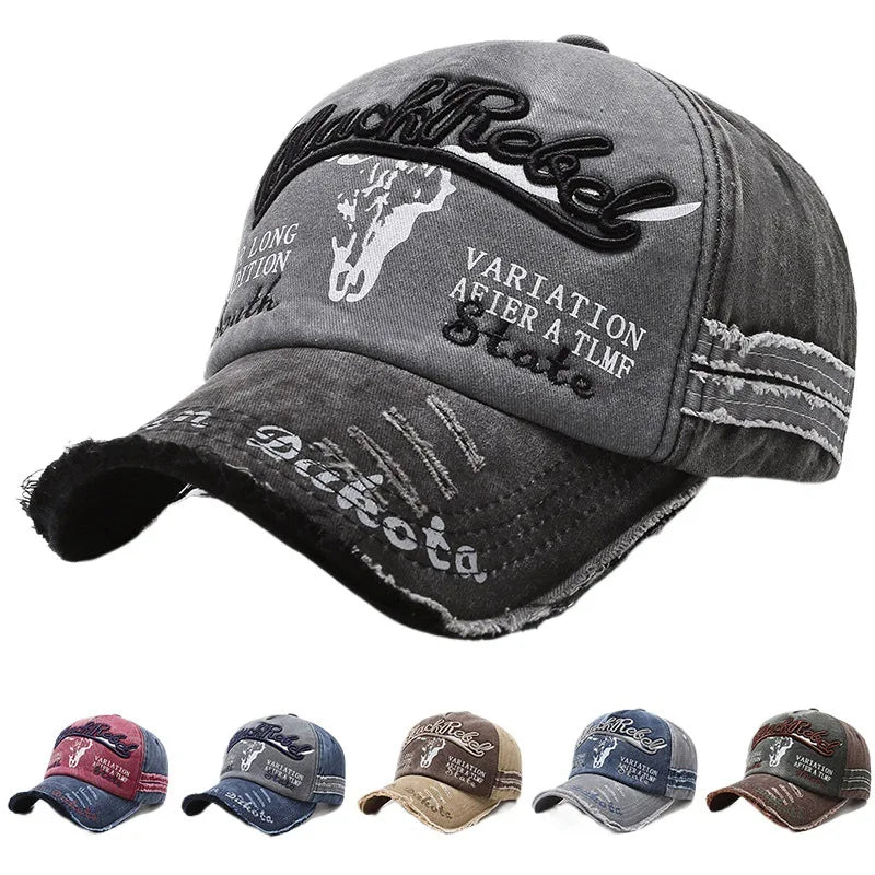 Unisex Washed Cotton Vintage Cap Letter Embroidery Baseball Cap