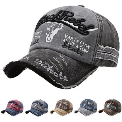 Unisex Washed Cotton Vintage Cap Letter Embroidery Baseball Cap