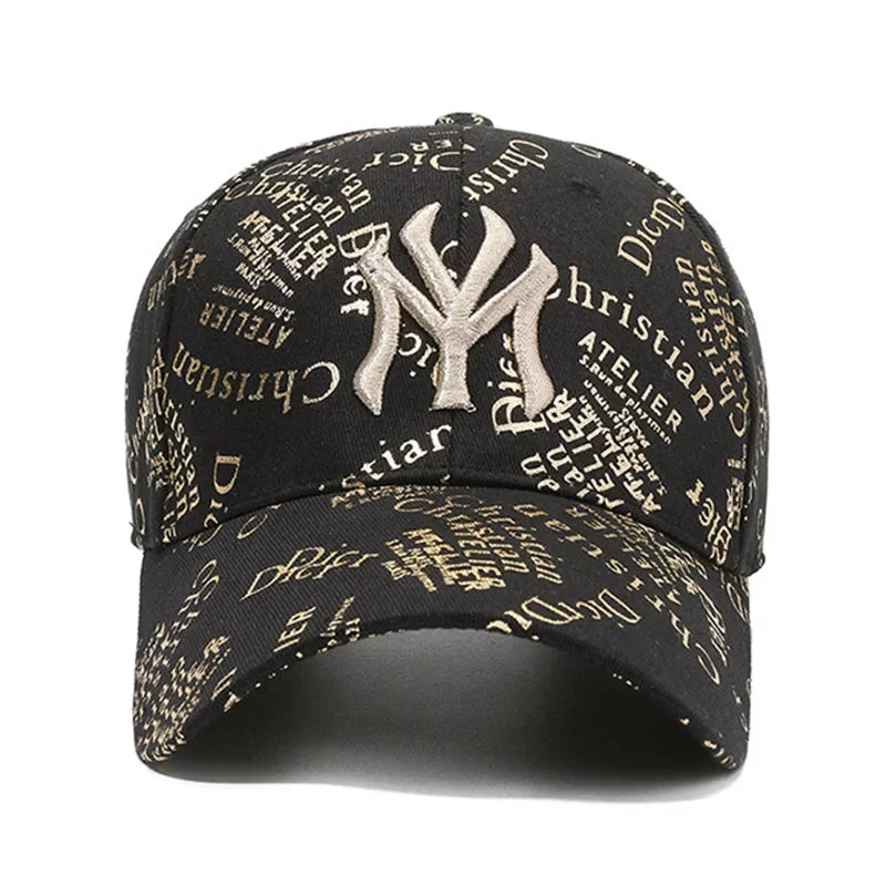 Baseball Cap Full Print Letters Embroidery Casual Wind Hat Fashion Men and Women