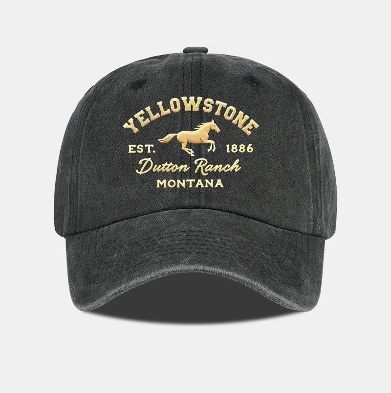 Yellowstone Horse Print Washed Baseball Cap Lightweight Breathable Adjustable Unisex Casual Cap