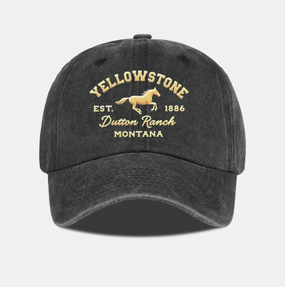 Yellowstone Horse Print Washed Baseball Cap Lightweight Breathable Adjustable Unisex Casual Cap