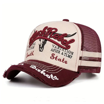 Creative Mesh Hat Cow Head Side Patched Embroidered Hip Hop